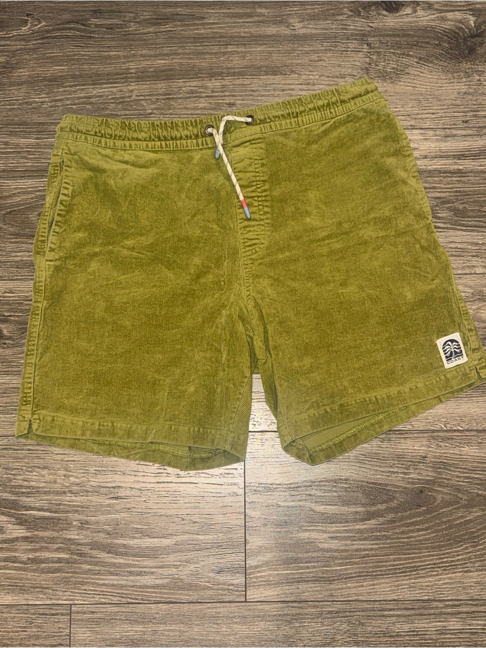 Men's Olive Green Terry Athletic Shorts with Drawstring